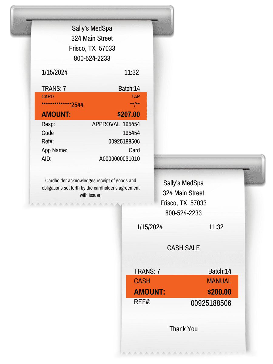 zero fee credit card reciepts